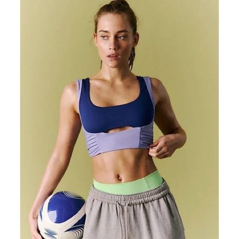 FP Movement by Free People Navy and Lavender Cutout Sports Bra